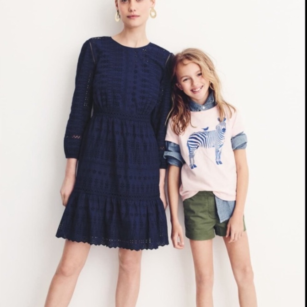 J.Crew Navy Embroidered Eyelet Dress